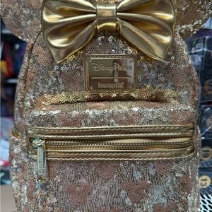 Minnie Mouse Gold Sequin Loungefly Mini Backpack